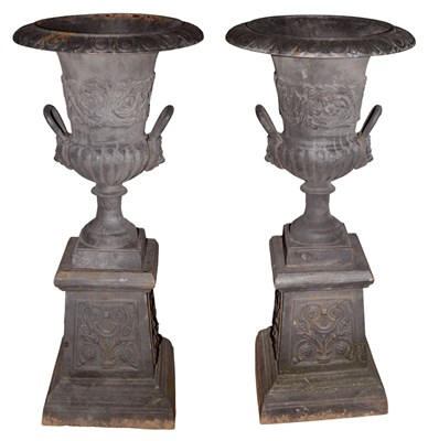 Lot 209A - Pair of Neoclassical Style Painted Iron Urns...