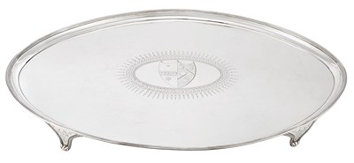 Lot 535 - George III Sterling Silver Tray Hannam &...