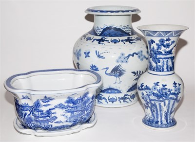 Lot 320 - Three Asian Blue and White Porcelain Articles...