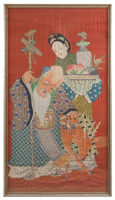 Lot 52 - Chinese Woven Silk Kesi Panel Depicting...