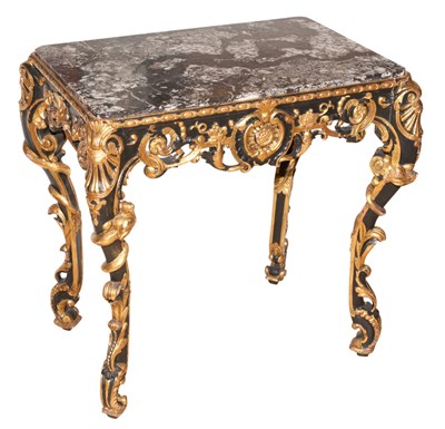 Lot 664 - Rococo Style Marble Top Black and Gold Painted...