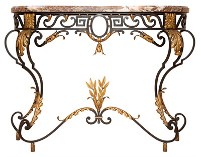 Lot 606 - Art Deco Style Marble Top Painted and Wrought...