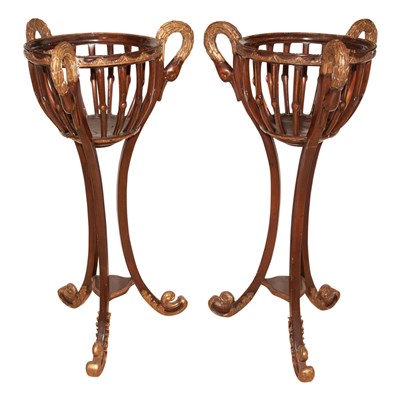 Lot 308 - Pair of Empire Style Parcel Gilt Stained Wood...