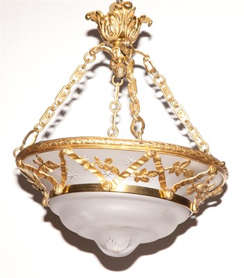 Lot 620 - Frosted Glass and Gilt-Metal Dome Light Height...