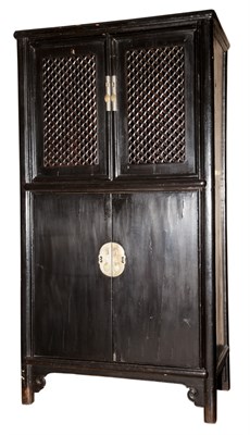 Lot 154 - Pair of Chinese Black Painted Wood Cabinets...