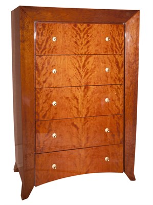 Lot 356 - Art Moderne Style Fruitwood Chest of Drawers...