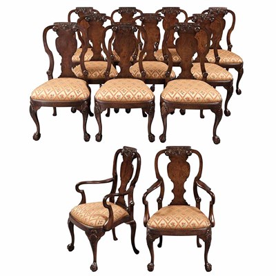 Lot 80 - Set of Twelve George II Style Carved Walnut...