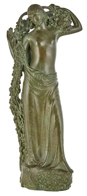 Lot 503 - French Art Deco Green Patinated-Bronze Figure...
