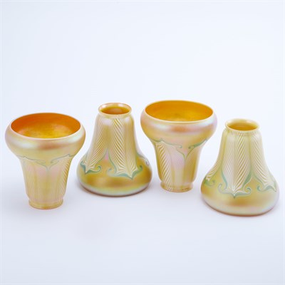 Lot 456 - Set of Four American Art Glass Shades Probably...