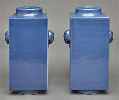 Lot 139 - Pair of Chinese Blue Glazed Porcelain Vases...