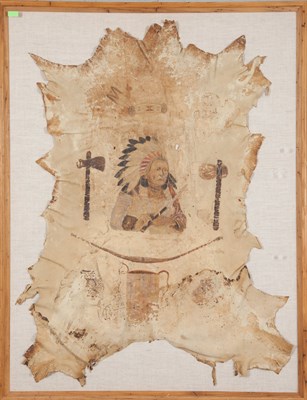 Lot 310 - Native American Painted Hide Robe Plains...