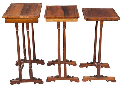 Lot 356 - Set of Three Regency Rosewood Nesting Tables...