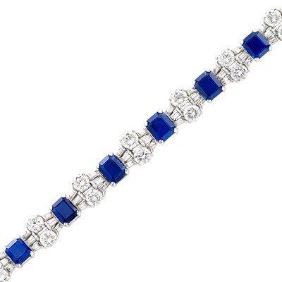 Lot 312 - Platinum, Sapphire and Diamond Bracelet