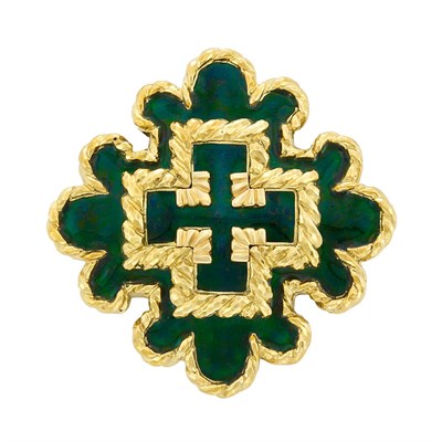 Lot 39 - Gold and Green Enamel Pendant Clip-Brooch, David Webb
