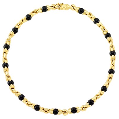 Lot 13 - Gold and Black Onyx Bead Necklace