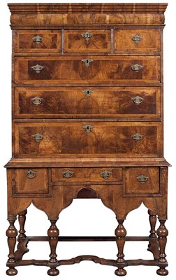 Lot 254 - William III Figured Walnut Chest on Stand...