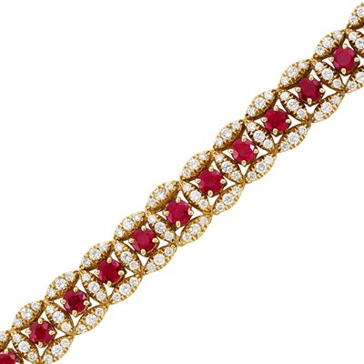 Lot 288 - Gold, Ruby and Diamond Bracelet, Oscar Heyman Brothers