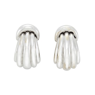 Lot 632 - Pair of White Gold Earclips, Turi