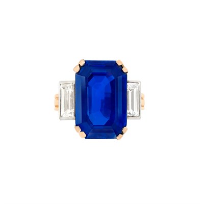 Lot 391 - Rose Gold, Sapphire and Diamond Ring