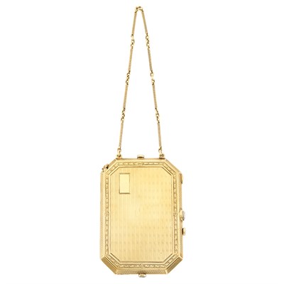 Lot 134 - Antique Gold and Diamond Vanity with Carrying Chain