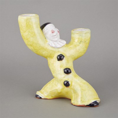 Lot 419 - Austrian Glazed Terra Cotta Figural Two-Light...