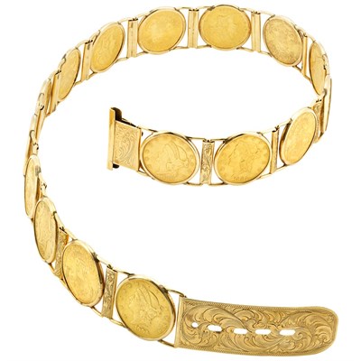 Lot 680 - Gold and United States Gold Coin Belt
