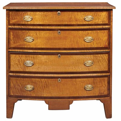 Lot 187 - Federal Figured Maple Bowfront Chest Possibly...