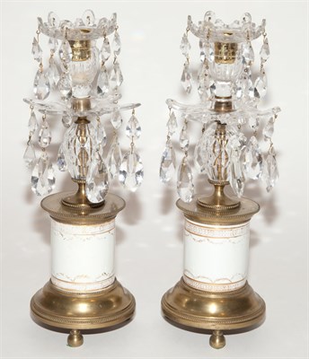 Lot 682 - Pair of Regency Style Cut Glass and Brass...