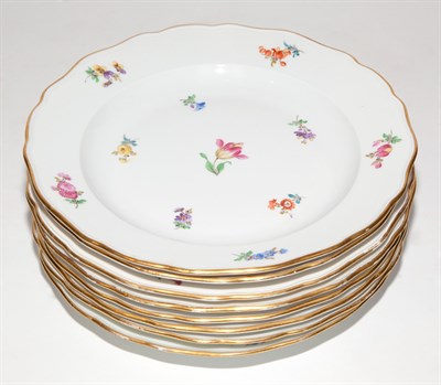 Lot 640 - Set of Eight Meissen Floral Decorated...