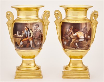 Lot 392 - Pair of Paris Porcelain Vases Early 19th...