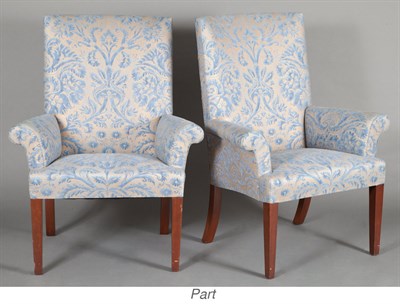 Lot 199 - Set of Four Fortuny Fabric Upholstered Armchairs