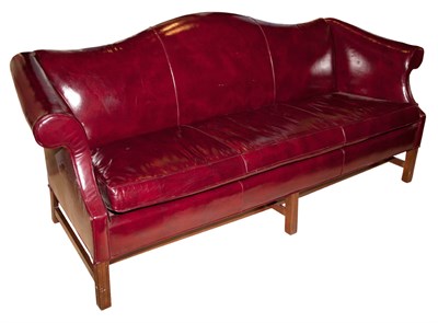 Lot 227 - George III Style Red Leather Upholstered Camel...