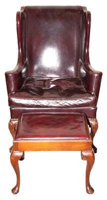 Lot 329 - Georgian Style Upholstered Mahogany Wing Chair...