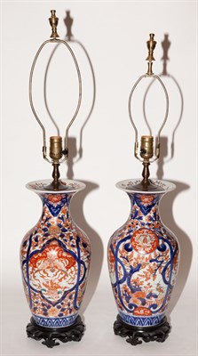 Lot 627 - Pair of Imari Porcelain Vases Mounted as Lamps...