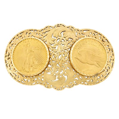 Lot 678 - Gold and United States Gold Coin Belt Buckle