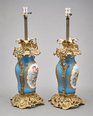 Lot 444 - Pair of Sevres Style Gilt-Metal Mounted...