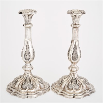 Lot 394 - Pair of Austrian Silver Candlesticks Maker's...