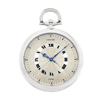 Lot 667 - Gentleman's Platinum Open Face Pocket Watch, Cartier, France, European Watch & Clock Co. Inc.