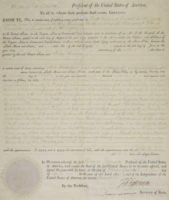 Lot 155 - JEFFERSON, THOMAS Land grant signed....