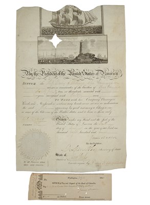 Lot 157 - MADISON, JAMES Ship's passport signed....