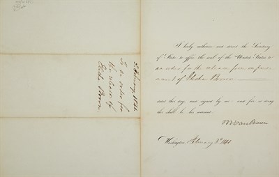 Lot 161 - VAN BUREN, MARTIN Document signed ordering the...