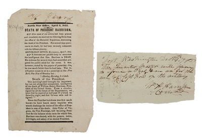 Lot 162 - HARRISON, WILLIAM HENRY Note signed procuring...