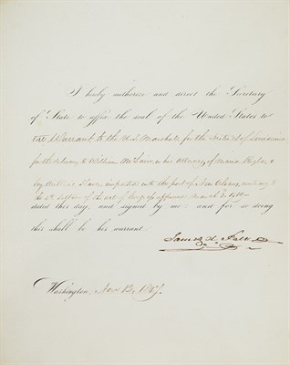 Lot 164 - POLK, JAMES Document signed ordering the...
