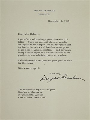 Lot 175 - EISENHOWER, DWIGHT Two typed letters signed,...