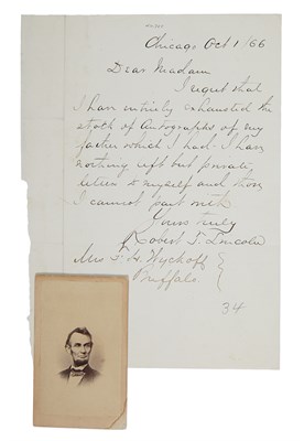 Lot 191 - LINCOLN, ROBERT TODD Autograph letter signed....