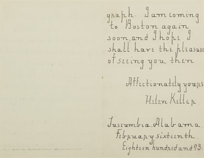 Lot 184 - KELLER, HELEN Autograph letter signed....