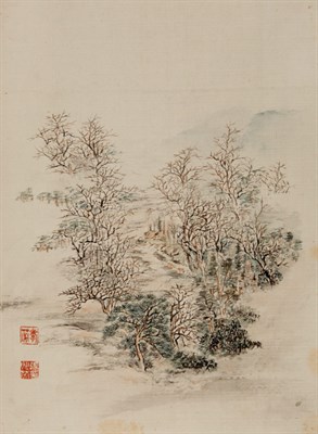 Lot 194 - Chinese School Album of eight landscape...
