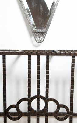 Lot 408 - Art Deco Wrought Iron Mirror and Marble Top...