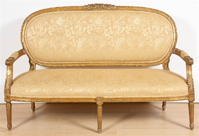 Lot 160 - Pair of Louis XVI Style Giltwood Armchairs and...