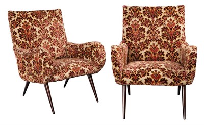 Lot 308 - Style of Zanuso Pair of Armchairs Upholstery...